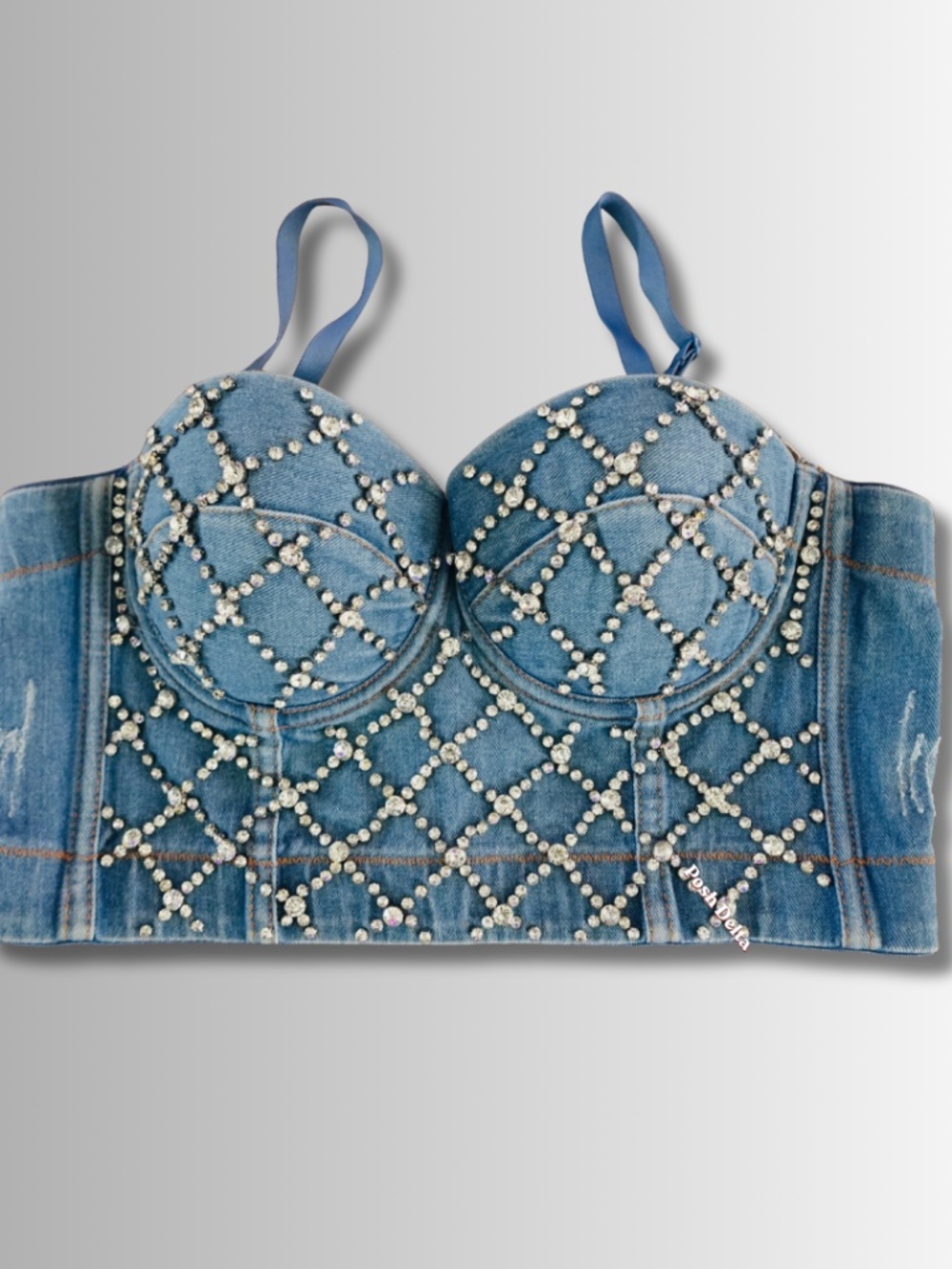 Rhinestone & Denim Bustier
